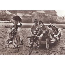 Tate Hall Sands Fishing Fisherman Rocking Boat Basket Lady Photo Rare Postcard