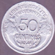 1941 France 50 Centimes Coin