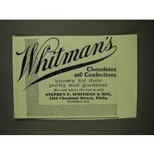 1907 Whitman's Chocolates and Confections Ad