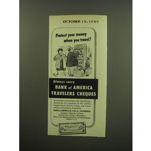 1949 Bank of America Travelers Cheques Ad - Protect your money when you travel