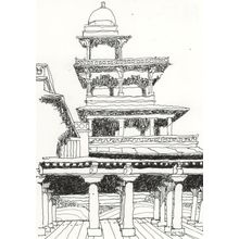 Edward Cullinan Fatipur Sikri Royal Academy Drawing Painting Postcard