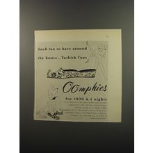 1953 Oomphies Shoes Ad - Such fun to have around the house.. Turkish Toes