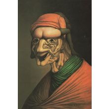 Ugly Mans Face Made Of Risque Lady Open Legs French Painting Postcard