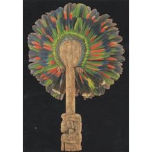 Aztec 1500 Old Dated Feathers Fan Grip Hummingbird Postcard