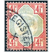 1887-1892 Queen Victoria Jubilee - 4½d carmine/yellowish green (as picture) C2-1