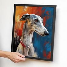 Lurcher Dog Wall Art Oil Style Dog Portrait Cute Greyhound Print Dog Gift Poster