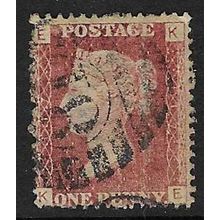 GB 1858 QUEEN VICTORIA 1d RED PLATE 117 OF USED SG43 / 44 "KE"