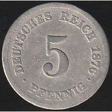 1876 A Germany 5 Pfennig Coin