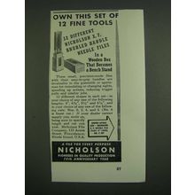 1939 Nicholson X.F. Knurled Handle Needle Files Ad