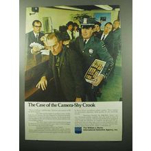 1969 Burns Electronic Security Ad - Camera-Shy Crook