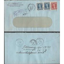 Canada Mufti Issue 1942 REGISTERED COMBO Orillia, ONT 13 Cent Rate