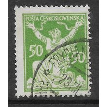 CZECHOSLOVAKIA 1920 50H GREEN ALLEGORIES OF REPUBLIC SG 201 FINE USED