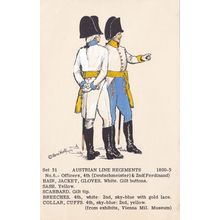 Austrian Line Regiment 2nd 4th Officers Ferdinand Napoleonic War Uniform Postcar