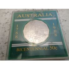 1788 - 1988 Australia Bicentennial 50 Cent Coin - cased