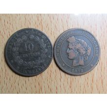 France Republic 1872K 10 Centimes Coin
