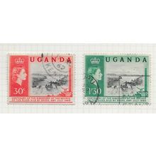 UGANDA 1962 DISCOVERY SOURCE RIVER NILE SPEKE 100 YEARS x2 STAMPS USED SG95 SG97