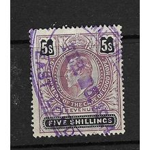 CAPE OF GOOD HOPE EDVII 5/- REVENUE STAMP DUTY USED FISCAL CANCELLED