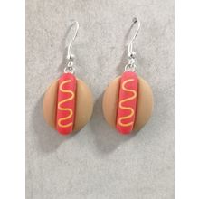 FUNKY HOTDOG EARRINGS CUTE SWEET KITSCH KAWAII FUN NOVELTY RETRO JUNK FOOD