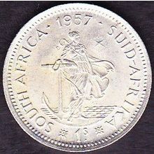 1957 South Africa 1 Shilling Silver Coin