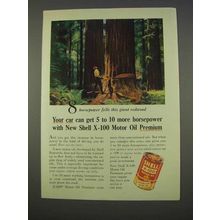 1955 Shell X-100 Motor Oil Premium Ad - Horsepower