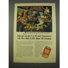 1955 Shell X-100 Motor Oil Premium Ad - More Horsepower