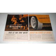 1956 2-page Firestone Supreme Tire Ad - Built-in Peace of Mind