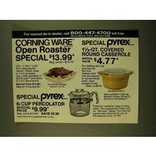 1979 Corning Ware Roaster, Casserole & Percolator Ad