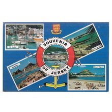 multiview, SOUVENIR OF JERSEY used postcard 1982 postmark #