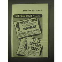 1946 Hamlet and Up in Central Park Plays Ad - Michael Todd Presents