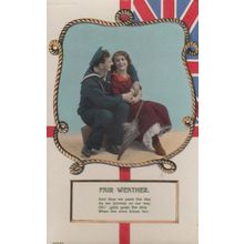 Fair Weather Military WW1 Ship Love Romance Sailor Antique War Postcard