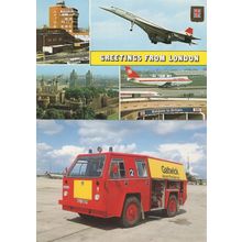 Gatwick London Airport Fire Service Engine 2x Postcard s