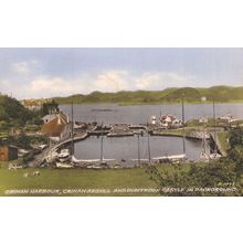 Crinan Harbour Castle Scottish Boats Valentines Old Postcard