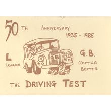 1985 Driving Test 50 Year Anniversary Postcard