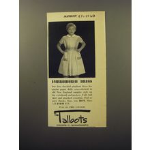 1960 Talbots Fashion Ad - Embroidered Dress