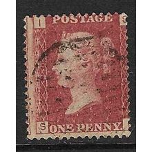 GB 1858 QUEEN VICTORIA 1d RED PLATE 98 SI USED SG43