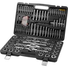 Tap and Die Set, 116-Piece Include Metric and SAE Size, Bearing Steel Taps a...