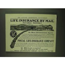1907 Postal Life-Insurance Ad - Payable Monthly