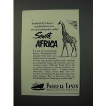 1952 Farrell Lines Cruise Ad - South Africa