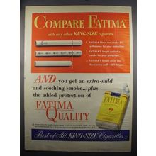 1952 Fatima Cigarettes Ad - Compare