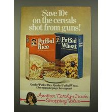 1975 Quaker Puffed Rice and Puffed Wheat Cereal Ad