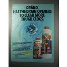 1985 Drano Drain Opener Ad - Clear More Tough Clogs