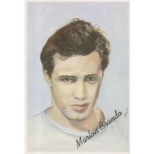 Marlon Brando Film Star Rare Jane Hart Painting Postcard