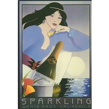 Wente Bros Champagne Painting Sparkling Wine California Postcard