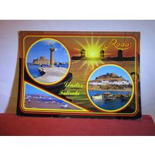 multiview, FALIRAKI, LINDOS, Rodos, RHODES Greece used postcard =
