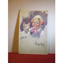 'JACK & PEGGY. by A E Kennedy used antique postcard by C W Faulkner 1913 pm =