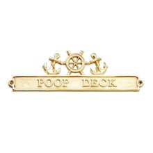 Pack Of 2] Brass Poop Deck Sign with Ship Wheel and Anchors 12""