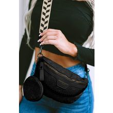 Black Colorblock Strap Chain Shoulder Bag With Coin Purse