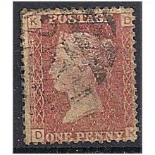 1858 SG43 1d Red Plate 145 Good/Fine Used Check Letters "DK".