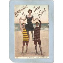 New York Coney Island Amusement Park Postcard A Hold-Up Bathing On Coney I~330