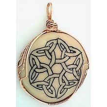 Celtic Knotwork Scrimshaw Copper Wire Wrap Pendant 1